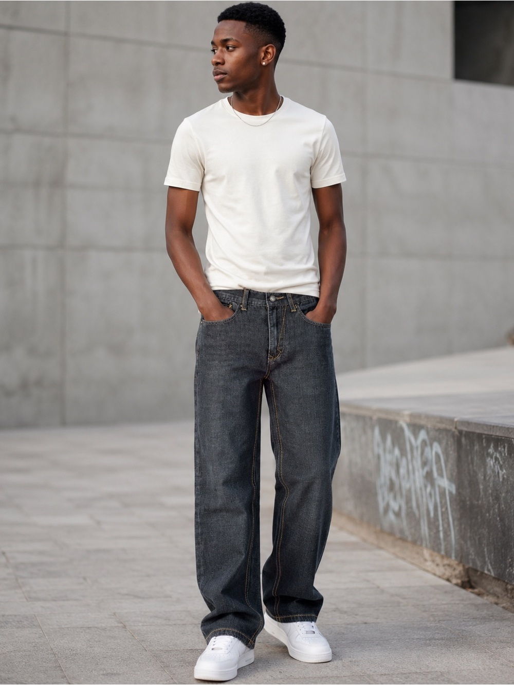 RB Black by Royal Blue Men's 32x32 Dark Wash Baggy Straight Jeans Y2K